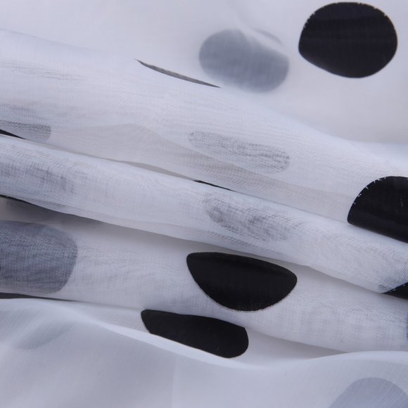 One Shoulder Black & White Blouse with Black Polka Dots - Picture 7 of 8